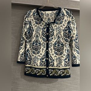 Spartina 449 Blue Paisley Merino Wool Cardigan